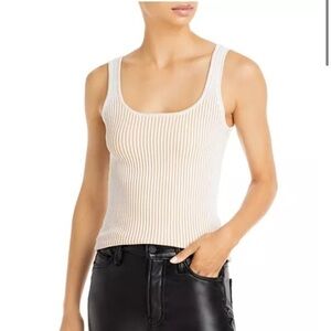 Anine Bing Josie Ribbed Tank Cream Beige Size Small